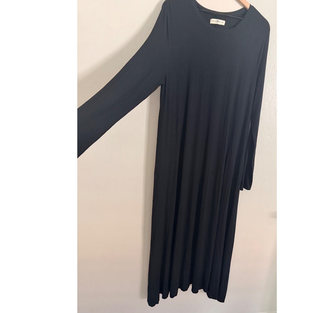 Natural Life Stevie Buttersoft Maxi Dress Black Long Sleeve Flowy XL - Picture 3 of 8